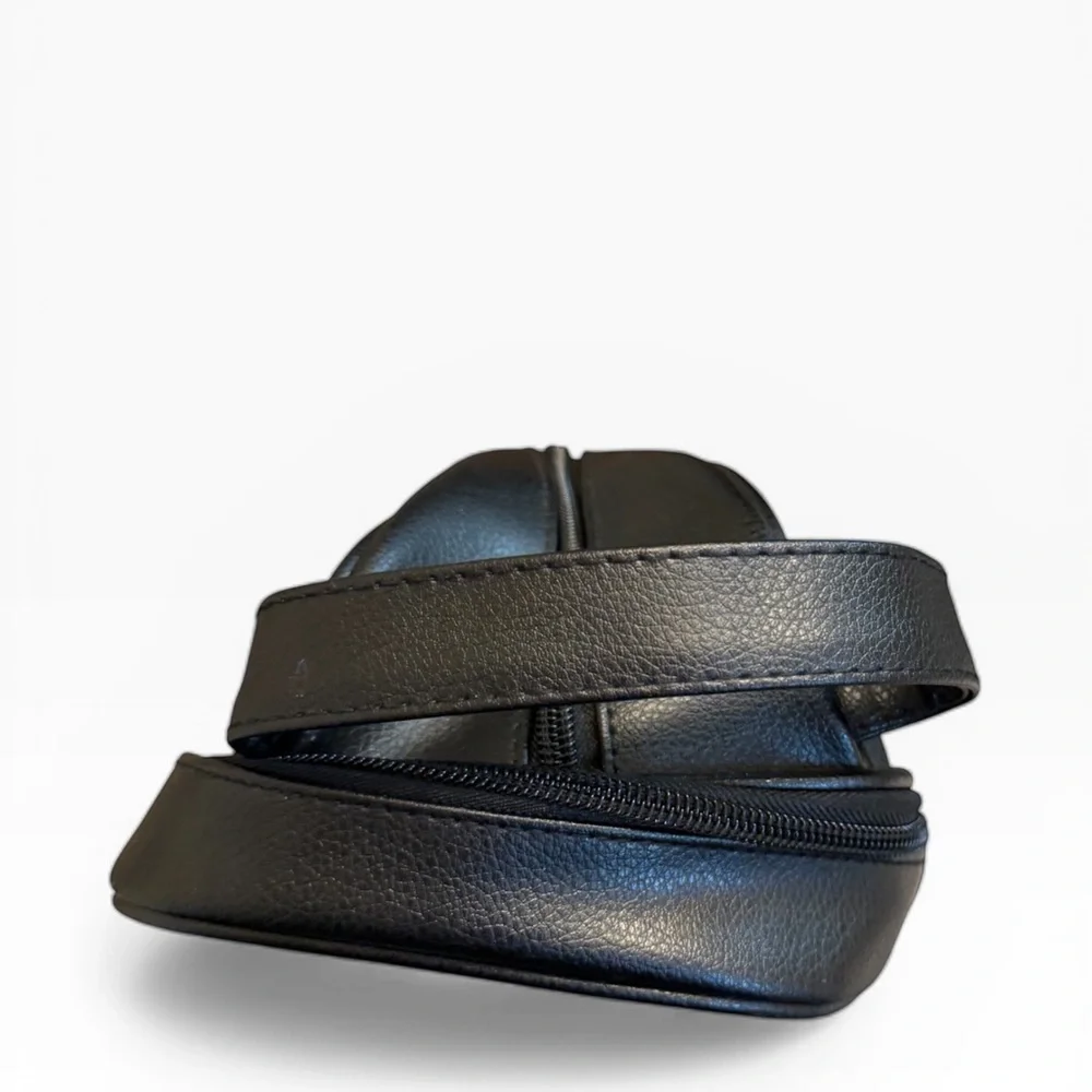 Black Leather Toiletries Bag